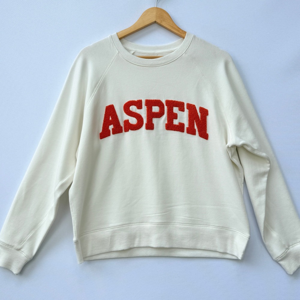 NEW‎ Sunnyside Sundry Womens Medium Sweatshirt White Aspen Chenille Collegiate